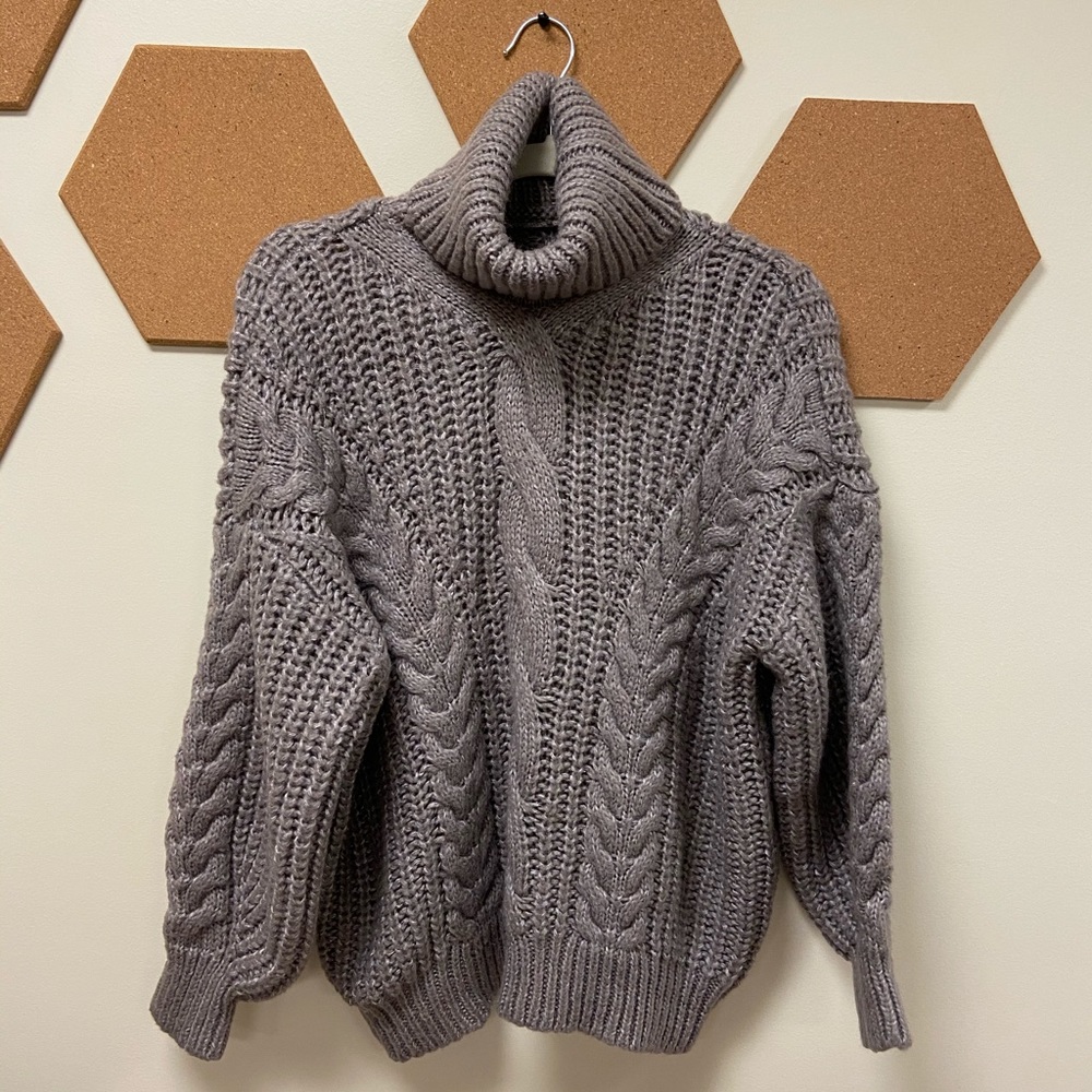Oversize Turtleneck Sweater with Balloon Sleeves